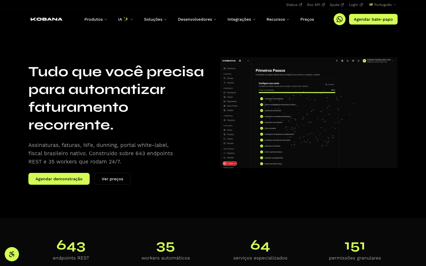 Lista de empresas com CNPJ, status e default flag