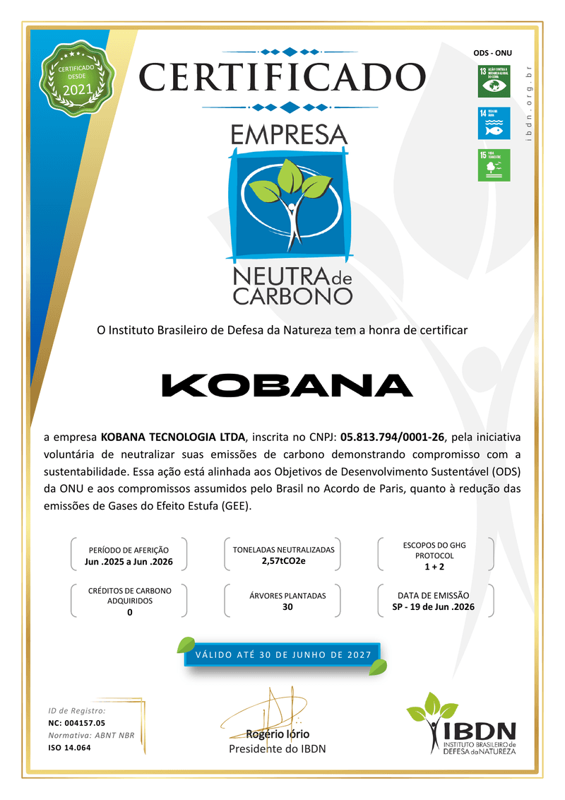 Certificado Empresa Neutra em Carbono 2026