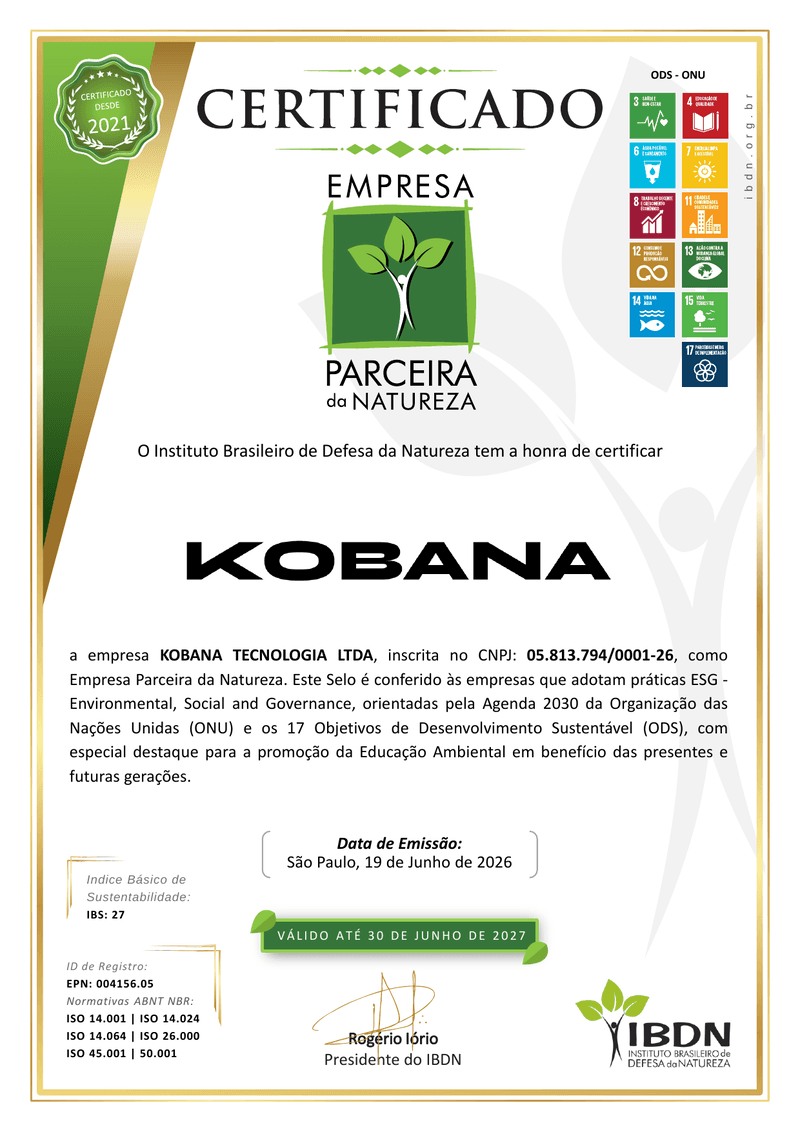 Certificado Empresa Parceira da Natureza 2026