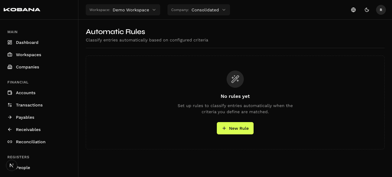 Smart Finance automatic rules