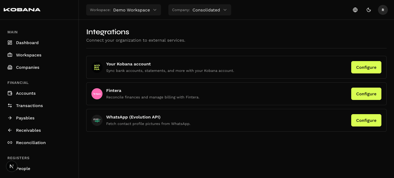 Smart Finance integrations