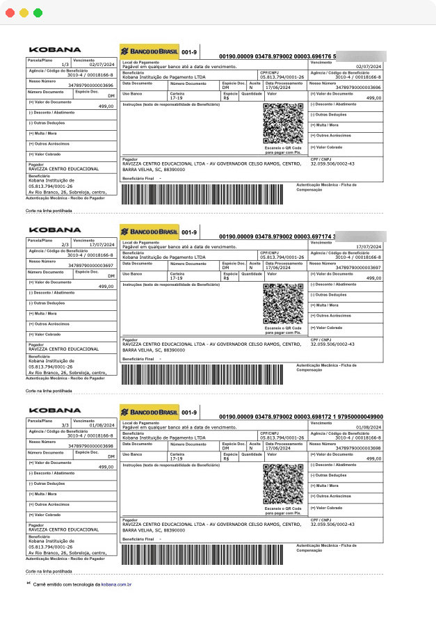 Carné con múltiples cuotas