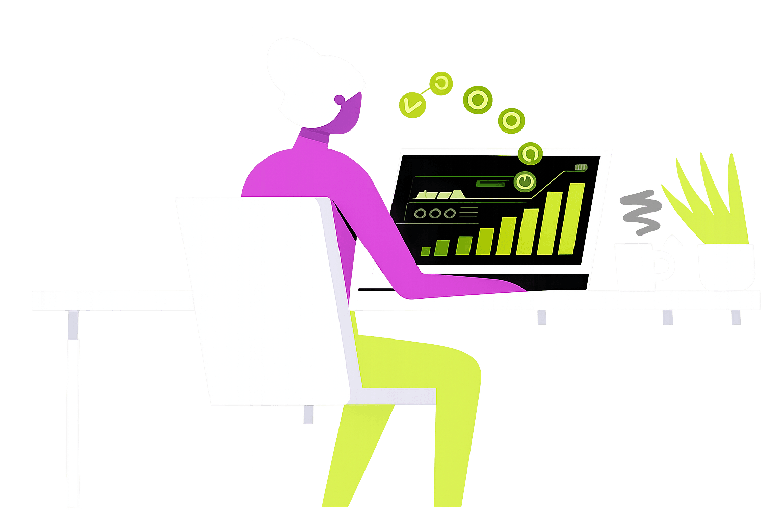 Ilustración del dashboard de cuentas por cobrar con gráficos de crecimiento