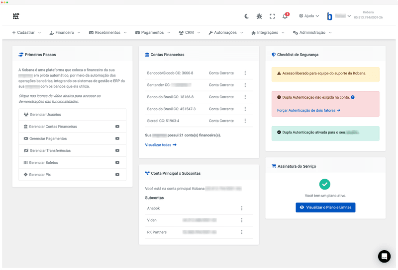 Dashboard Kobana simplificado