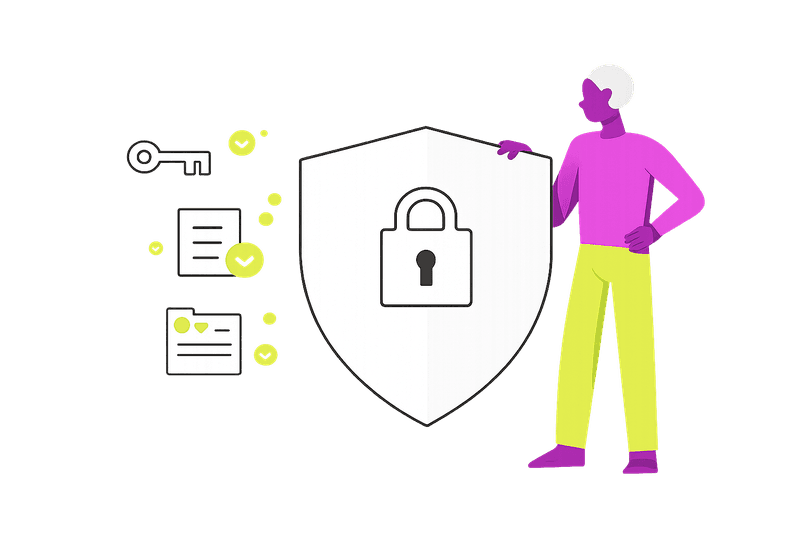 Security illustration with lock and shield protecting financial data