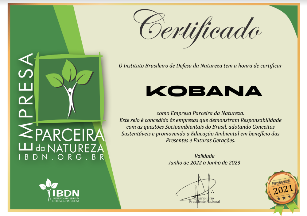 Certificado Empresa Parceira da Natureza 2023