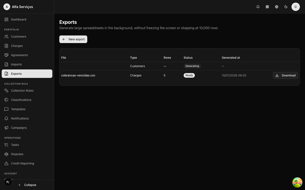 Data exports with filters and expiration