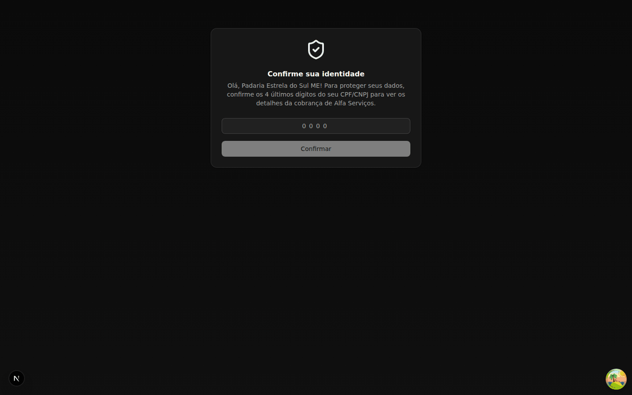Portal do devedor — confirmação de identidade pelos 4 últimos dígitos do documento