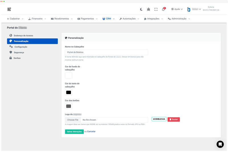 Personalização visual do portal