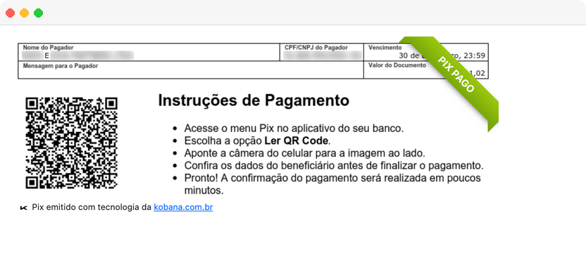 Paid PIX with payment confirmation